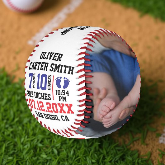 Custom Baby Birth Ankündigung mit Foto & Stats Baseball