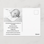 Custom Baby Birth Announcement - Minimal Postkarte (Rückseite)