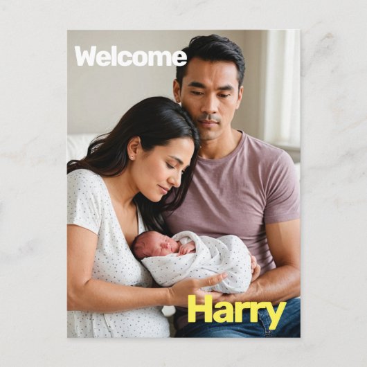 Custom Baby Birth Announcement - Minimal Postkarte (Vorderseite)