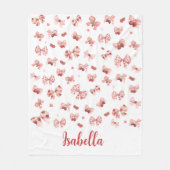 Custom baby blanket with pink bows & strawberries fleecedecke (Vorderseite)