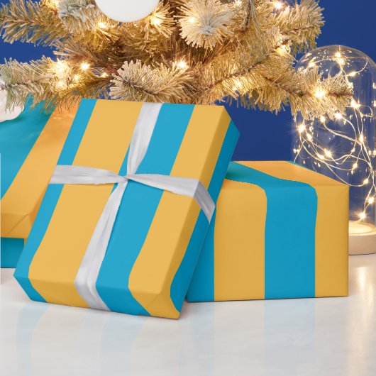 Custom Baby Blue und Gelb vertikale Streifen Geschenkpapier (Feiertage)