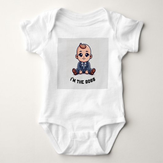 Custom Baby Bodysuit-"I'm the Boss" Foto & Text Baby Strampler (Vorderseite)