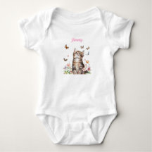 Custom Baby Bodysuit - Niedliches Kitten mit Blume