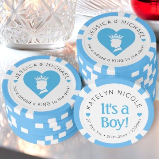 Custom Baby Boy Birth Ankündigung Personalisiert Pokerchips