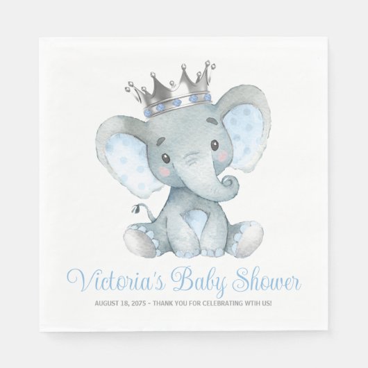 Custom Baby Boy Elephant Baby Dusche Serviette (Vorderseite)