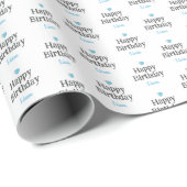 Custom Baby Boy's Happy Birthday Blue Name Geschenkpapier (Rolleneckpunkt)