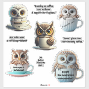 Custom Baby Chibi Owl Coffee Loops personalisieren Aufkleber
