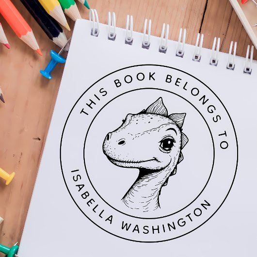 Custom Baby Dino Dieses Buch gehört zum Namen des  Gummistempel