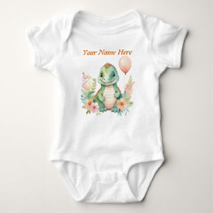 Custom Baby Dinosaurier Ballon mit Ihrem Kindernam Baby Strampler