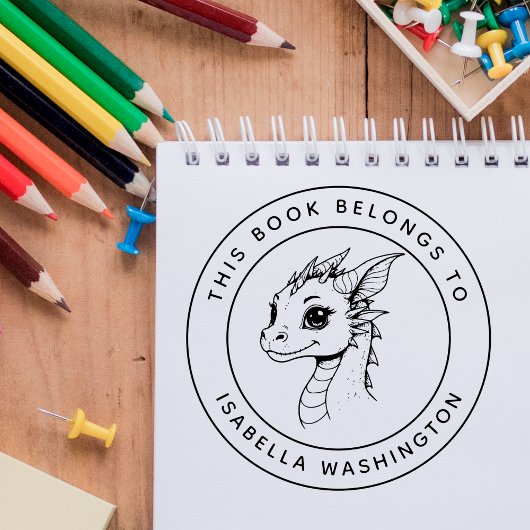 Custom Baby Dragon Dieses Buch gehört zum Namen de Permastempel