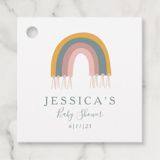 Custom Baby Dusche Boho Rainbow Minimalistisch Mut Geschenkanhänger (Vorderseite)