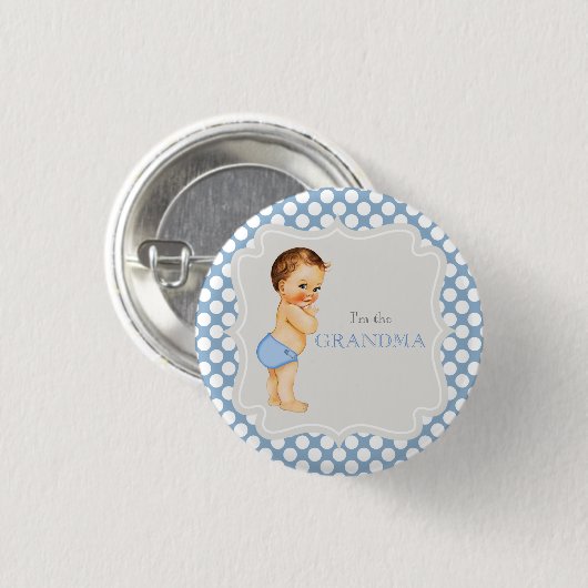 Custom Baby Dusche Party Blue Oma Button (Vorne & Hinten)