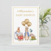 Custom Baby Dusche Peter und Josephine bunny Einladung (Stehend Vorderseite)
