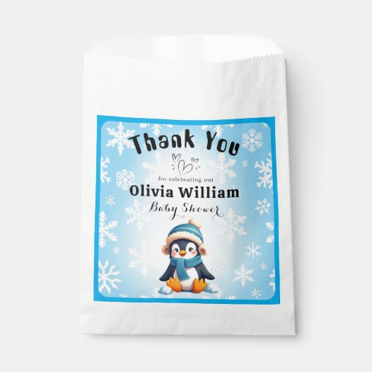 Custom Baby Dusche Vorzugstaschen mit Pinguin Desi Geschenktütchen (Vorderseite)