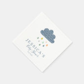 Custom Baby Duwer Whimsical Cloud Raindrops Blue Serviette (Ecke)