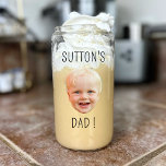 Custom Baby Face Foto Mama Vater B-Tag Personalisi Dosenglas<br><div class="desc">Custom Baby Face Foto Mama Vater B-Tag Personalisiert Can Glass</div>
