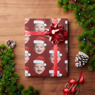 Custom Baby Face Foto Santa Claus Hat Weihnachten Geschenkpapier