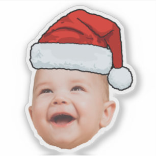 Custom Baby Face Foto Weihnachtsmannmütze Weihnach Aufkleber