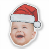 Custom Baby Face Foto Weihnachtsmannmütze Weihnach Aufkleber (Vorderseite)