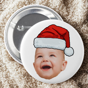 Custom Baby Face Foto Weihnachtsmannmütze Weihnach Button
