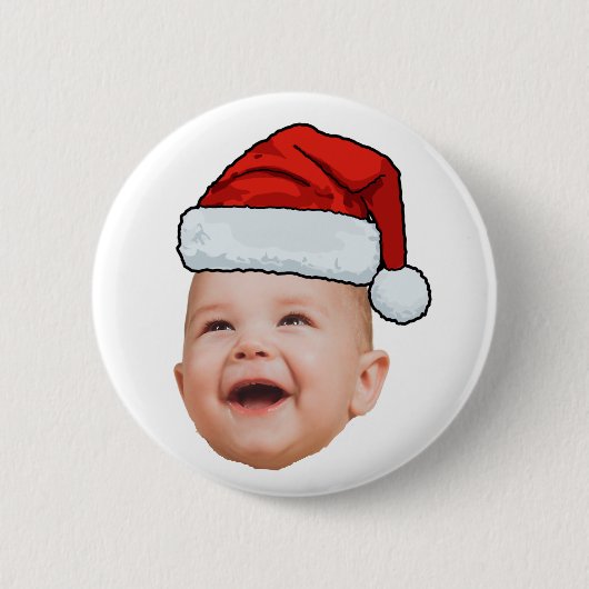 Custom Baby Face Foto Weihnachtsmannmütze Weihnach Button (Vorderseite)