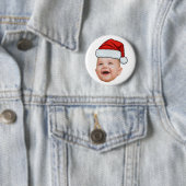Custom Baby Face Foto Weihnachtsmannmütze Weihnach Button (Beispiel)