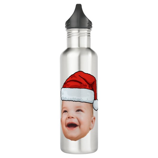 Custom Baby Face Foto Weihnachtsmannmütze Weihnach Edelstahlflasche (Links)