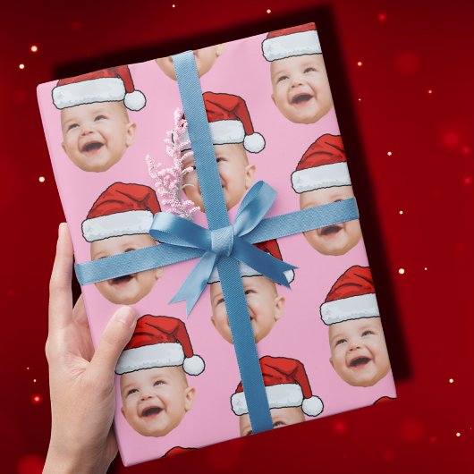 Custom Baby Face Foto Weihnachtsmannmütze Weihnach Geschenkpapier