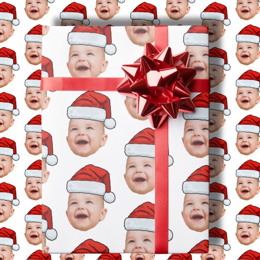 Custom Baby Face Foto Weihnachtsmannmütze Weihnach Geschenkpapier