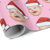 Custom Baby Face Foto Weihnachtsmannmütze Weihnach Geschenkpapier (Rolleneckpunkt)
