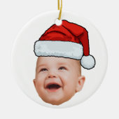 Custom Baby Face Foto Weihnachtsmannmütze Weihnach Keramik Ornament (Vorne)
