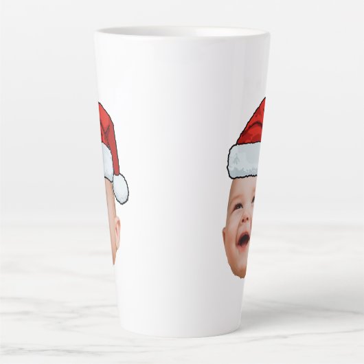 Custom Baby Face Foto Weihnachtsmannmütze Weihnach Milchtasse (Vorderseite)
