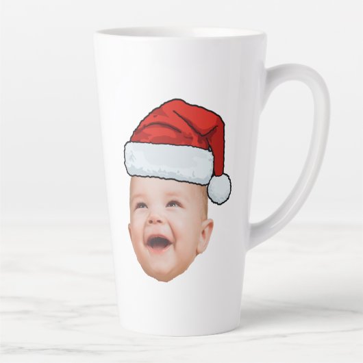 Custom Baby Face Foto Weihnachtsmannmütze Weihnach Milchtasse (Rechts)