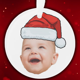 Custom Baby Face Foto Weihnachtsmannmütze Weihnach Ornament