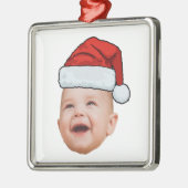 Custom Baby Face Foto Weihnachtsmannmütze Weihnach Ornament Aus Metall (Links)