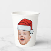 Custom Baby Face Foto Weihnachtsmannmütze Weihnach Pappbecher (Vorderseite)