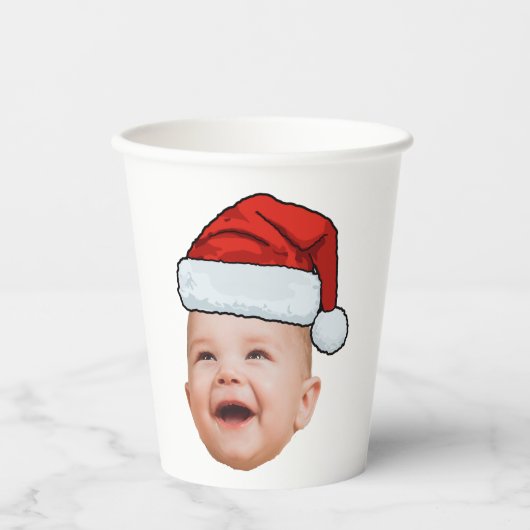 Custom Baby Face Foto Weihnachtsmannmütze Weihnach Pappbecher (Vorderseite)