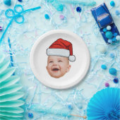 Custom Baby Face Foto Weihnachtsmannmütze Weihnach Pappteller (Party)