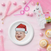 Custom Baby Face Foto Weihnachtsmannmütze Weihnach Pappteller (Party)