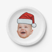 Custom Baby Face Foto Weihnachtsmannmütze Weihnach Pappteller (Vorderseite)