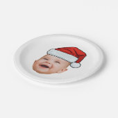 Custom Baby Face Foto Weihnachtsmannmütze Weihnach Pappteller (Schrägansicht)