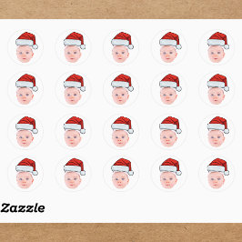 Custom Baby Face Foto Weihnachtsmannmütze Weihnach Runder Aufkleber