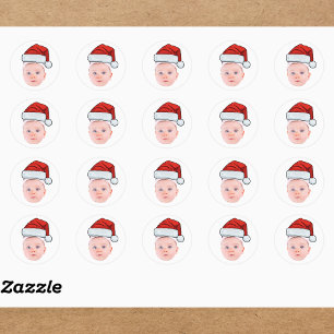 Custom Baby Face Foto Weihnachtsmannmütze Weihnach Runder Aufkleber
