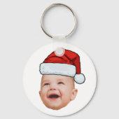 Custom Baby Face Foto Weihnachtsmannmütze Weihnach Schlüsselanhänger (Vorderseite)