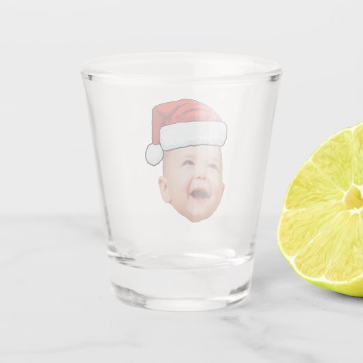 Custom Baby Face Foto Weihnachtsmannmütze Weihnach Schnapsglas (Rückseite)