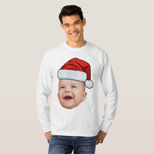 Custom Baby Face Foto Weihnachtsmannmütze Weihnach T-Shirt (Vorne ganz)