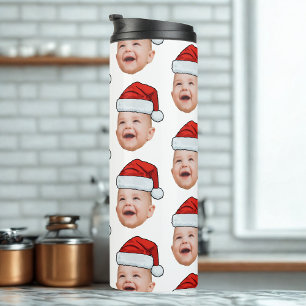 Custom Baby Face Foto Weihnachtsmannmütze Weihnach Thermosbecher