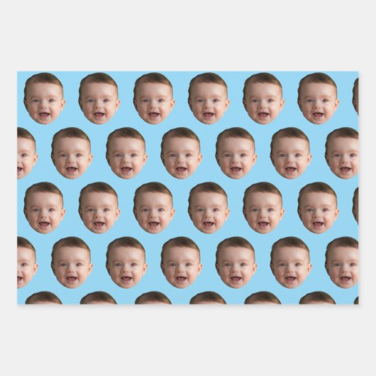 Custom Baby Face, Funny custom photo Geschenkpapier Set (Vorderseite 2)