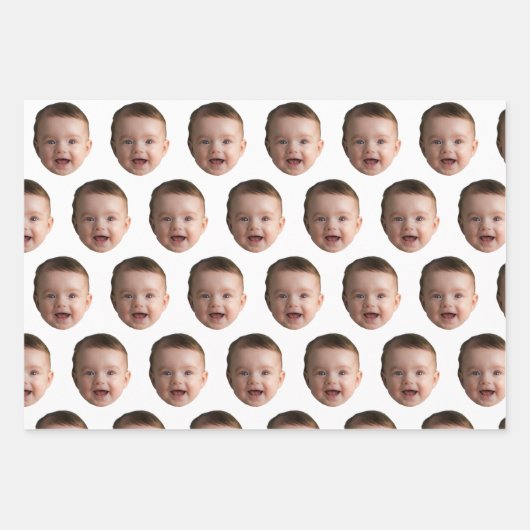 Custom Baby Face, Funny custom photo Geschenkpapier Set (Vorderseite)