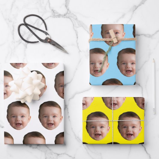 Custom Baby Face, Funny custom photo Geschenkpapier Set (Vorderseite)